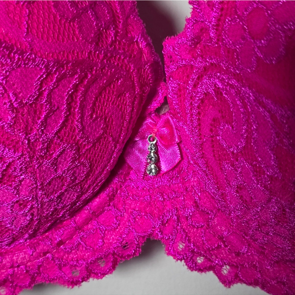 Smart & Sexy Lace Push Up Bra Hot Pink Fuchsia 34C Underwire Molded Cups NEW - Picture 5 of 14